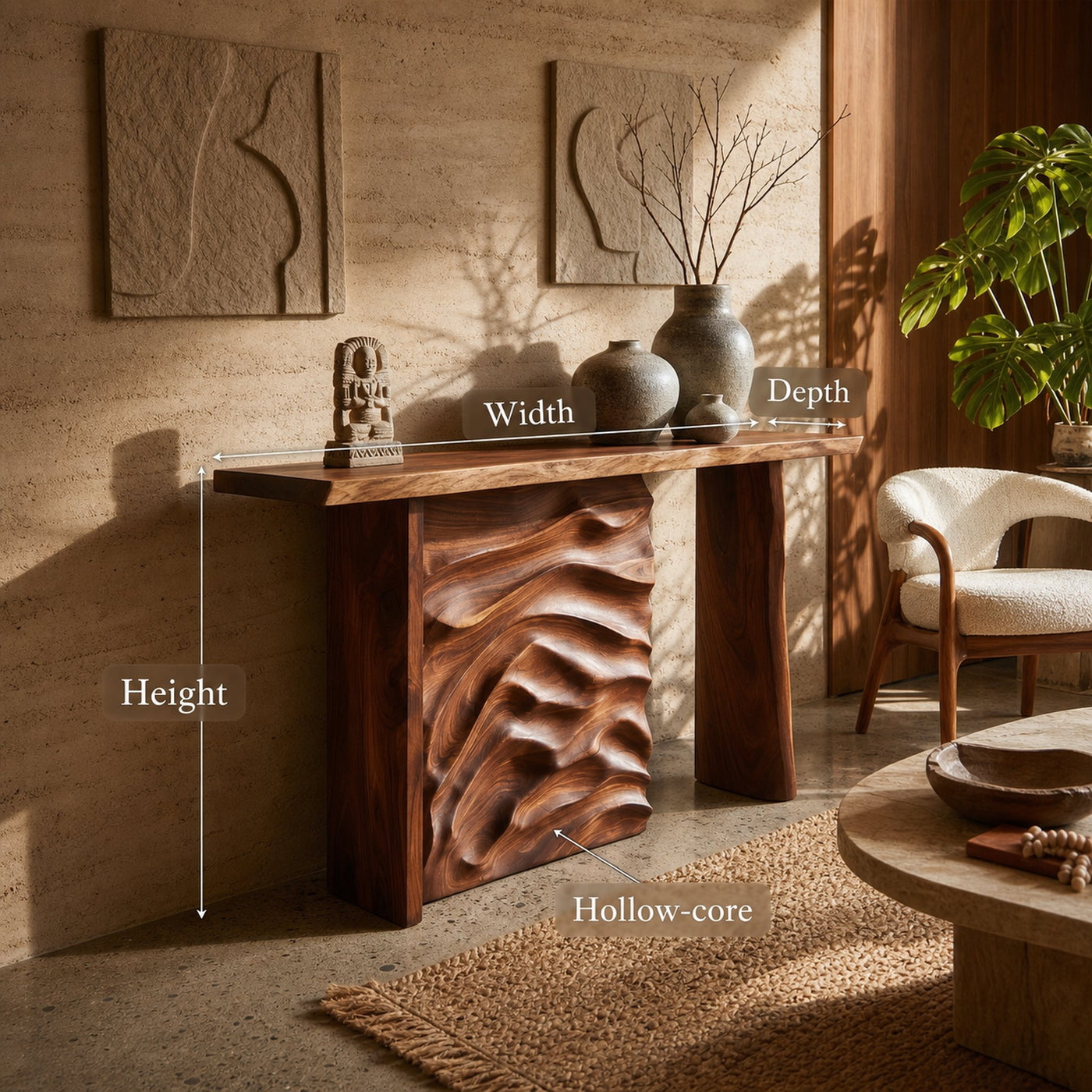 Scandinavian Organic Edge Hall Table For Resort Interior Space - product view 8