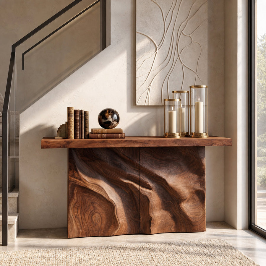 Scandinavian Sculpted Base Hall Table For Entry Hall Interior