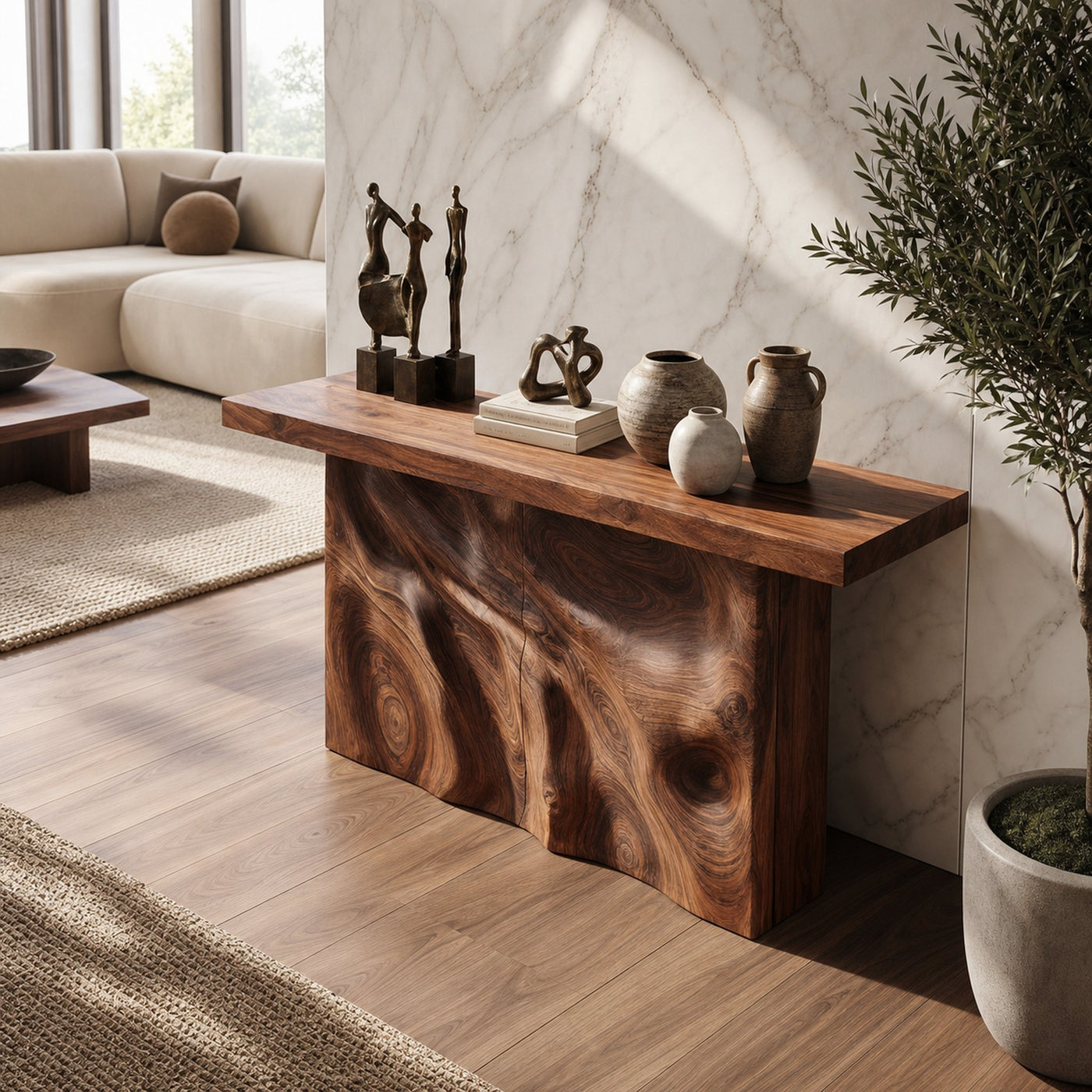 Scandinavian Sculpted Base Hall Table For Entry Hall Interior - product view 2