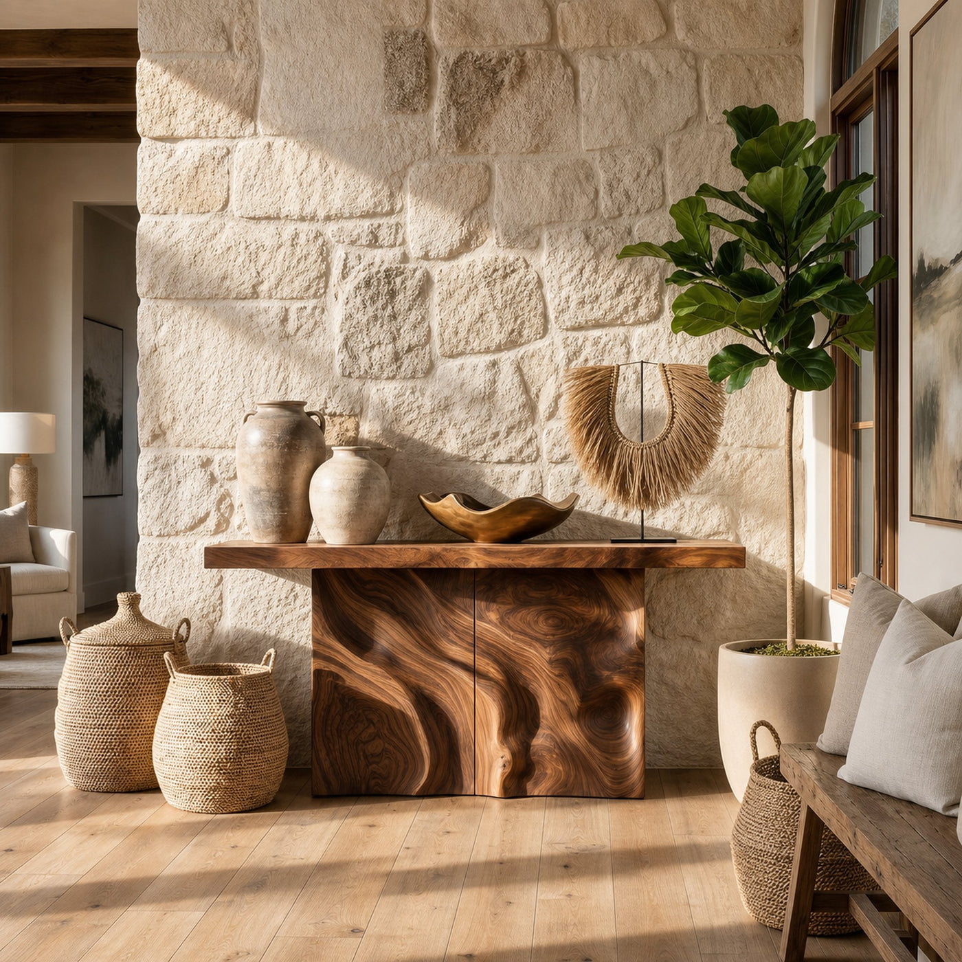Scandinavian Sculpted Base Hall Table For Entry Hall Interior - product view 3