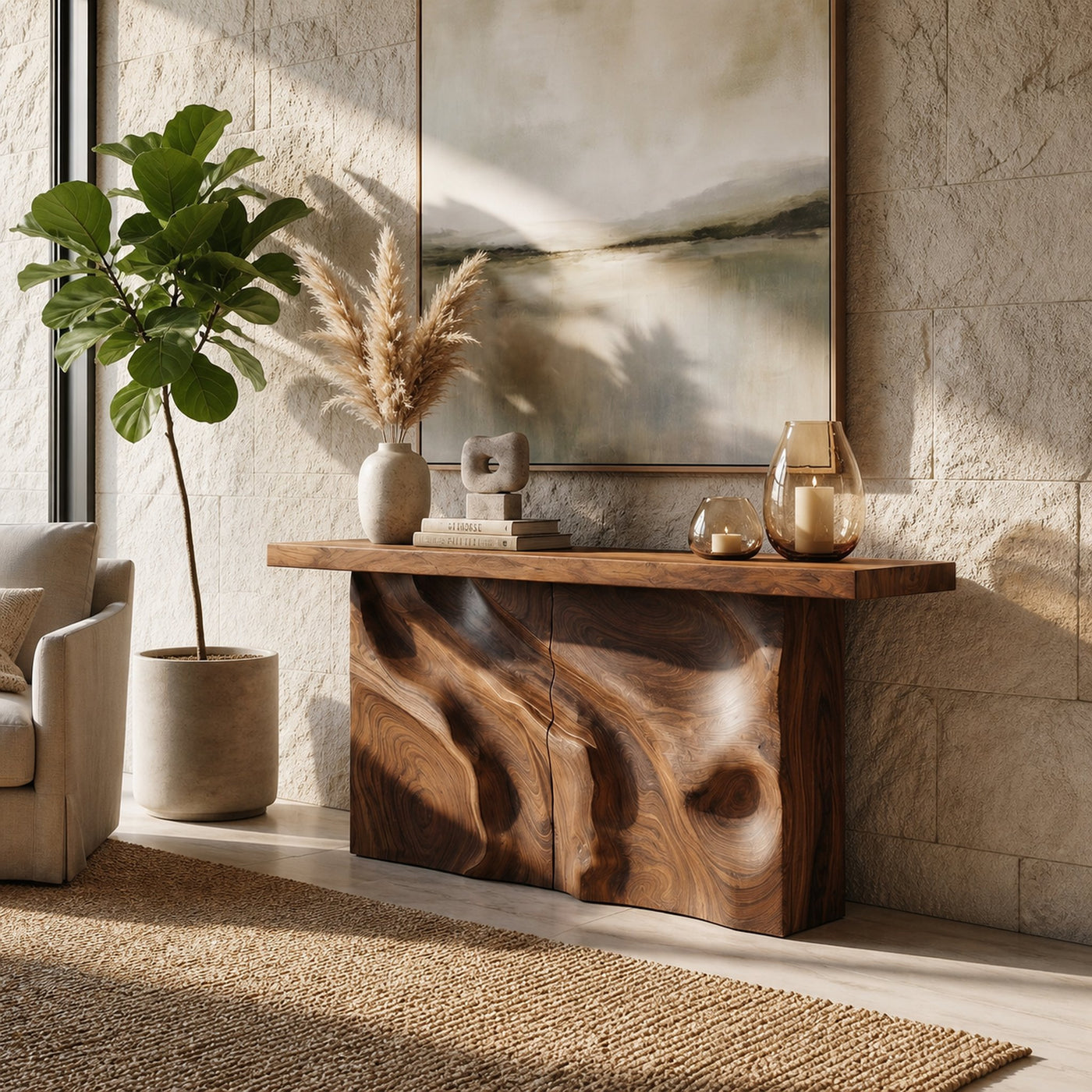 Scandinavian Sculpted Base Hall Table For Entry Hall Interior - product view 6