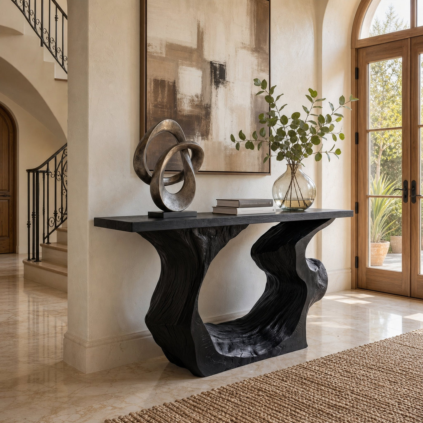 Sculptural Console Table Entryway Table Modern Sofa Table For Living Room And Entryway