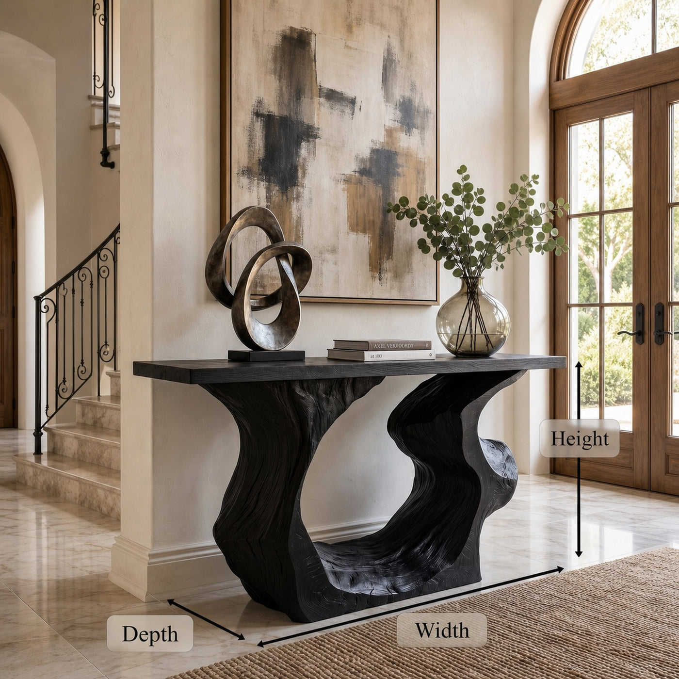 Sculptural Console Table Entryway Table Modern Sofa Table For Living Room And Entryway - product view 8