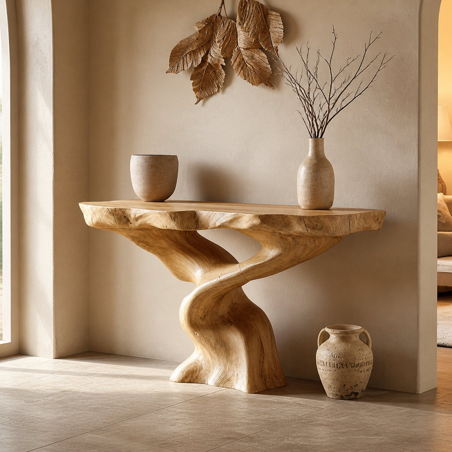 Sculptural Console Table Living Room Interior Artistic Statement