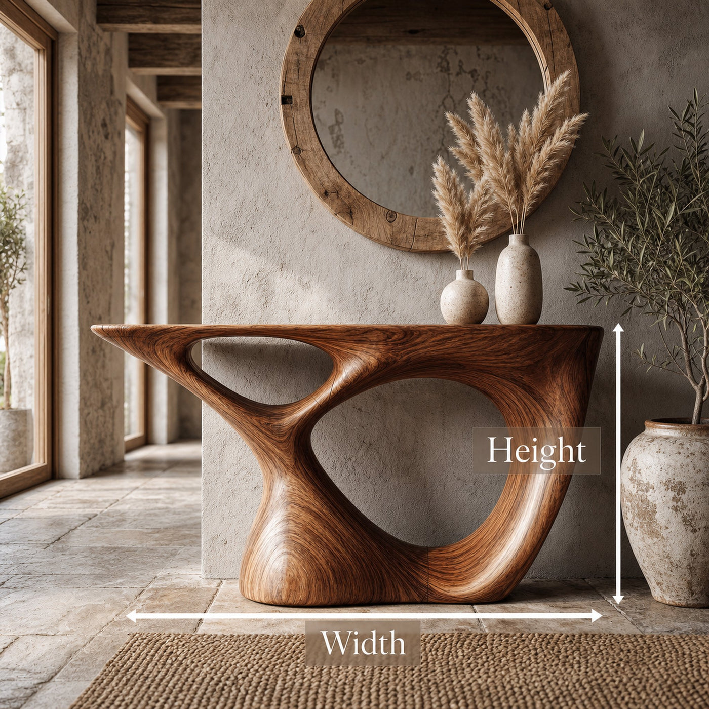 Sculptural Console Table With Curved Base For Entryway - product view 8