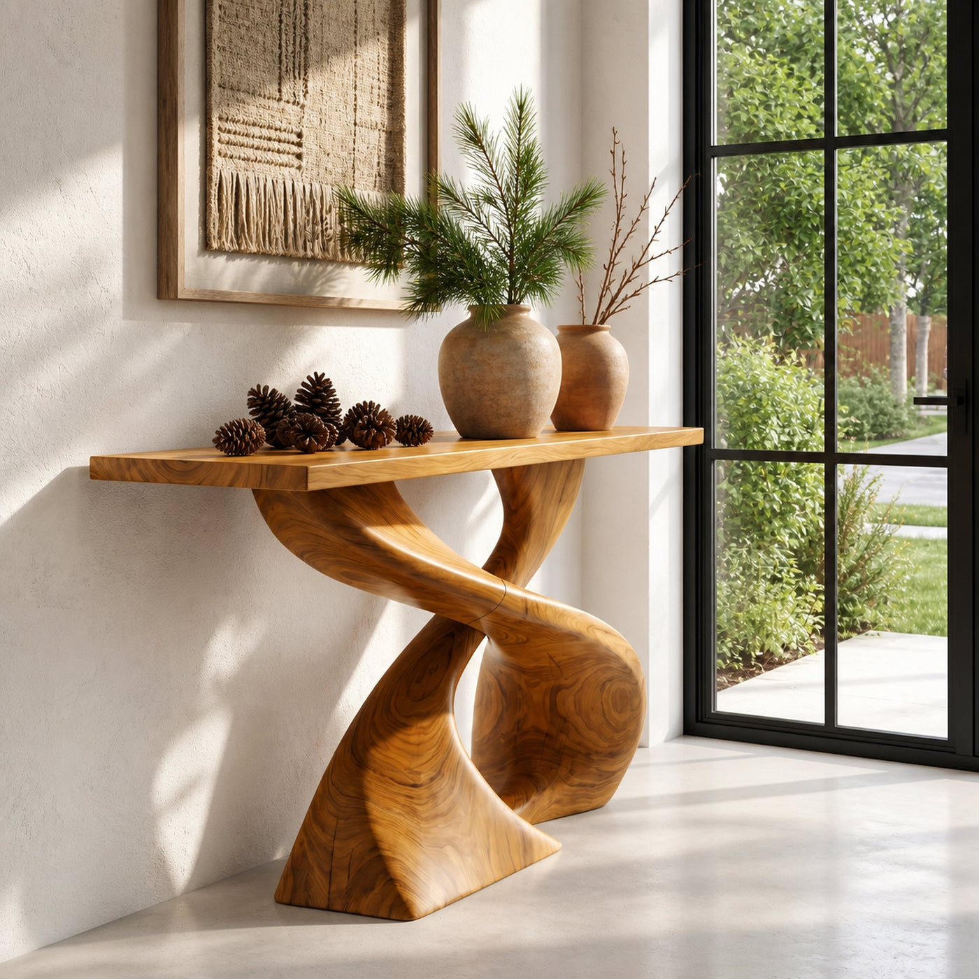 Sculptural Console Table With Twisted Tree Inspired Design For Hallway - product view 6