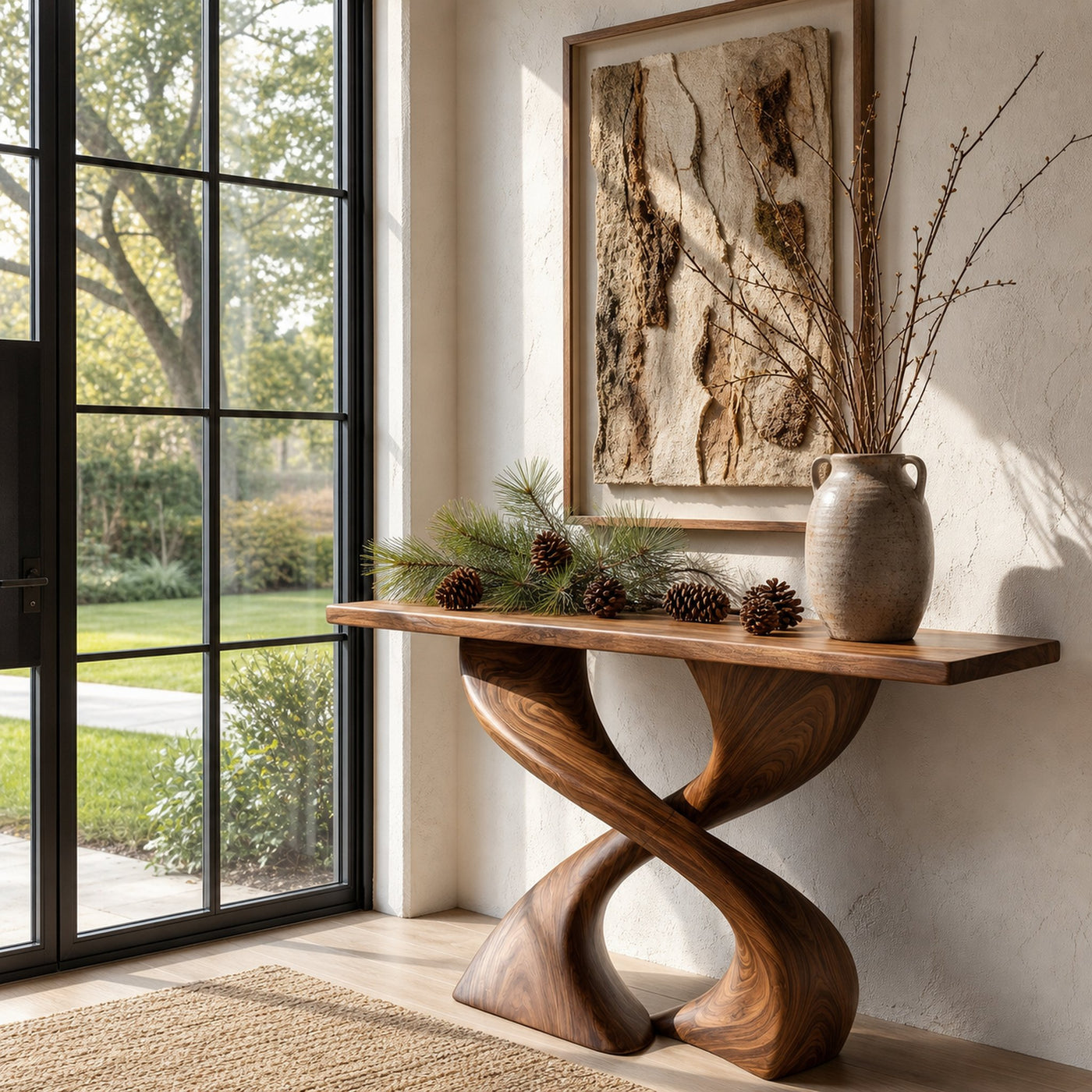 Sculptural Console Table With Twisted Tree Inspired Design For Hallway - product view 7