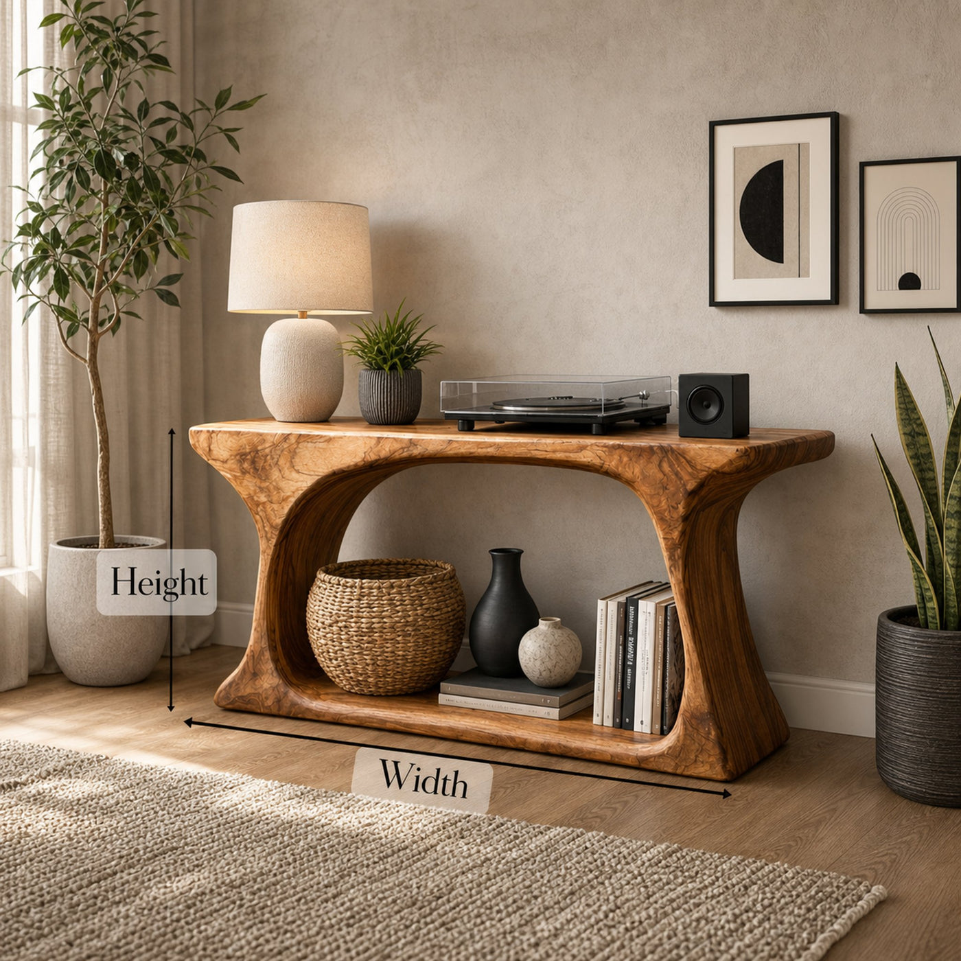 Sculptural Rustic Console Table Solid Wood Statement Furniture For Entryway - product view 4