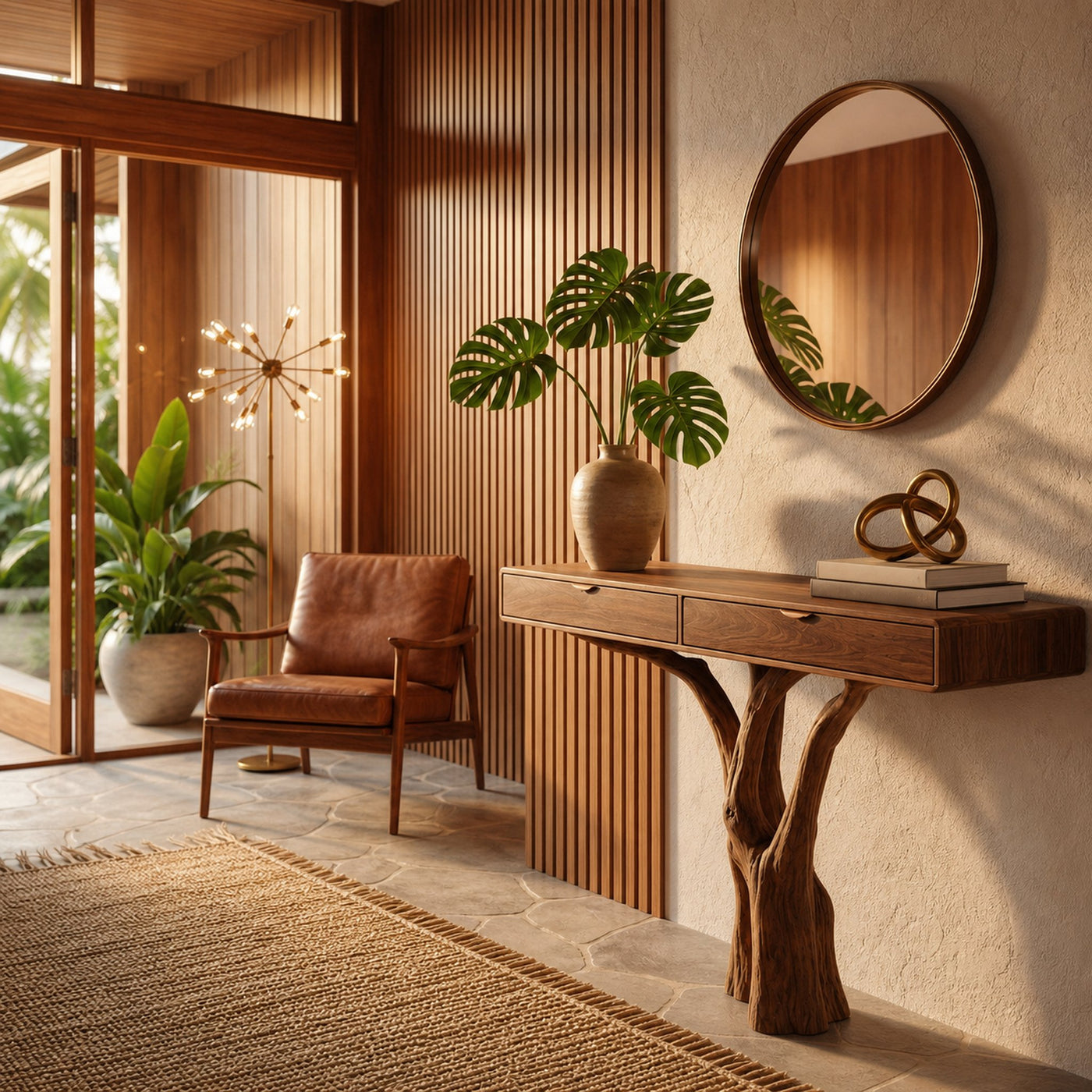 Sculptural Tree Console Table Solid Wood Branch Pedestal Design Living Room And Entryway - product view 3