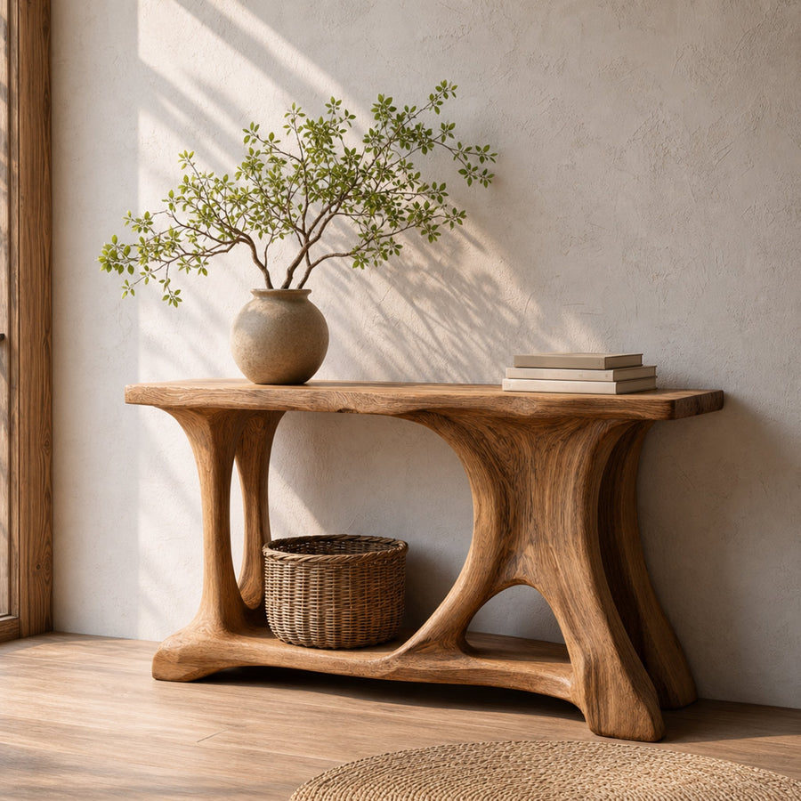 Sculptural Tree Inspired Console Table Handcrafted Art Furniture For Interior Design
