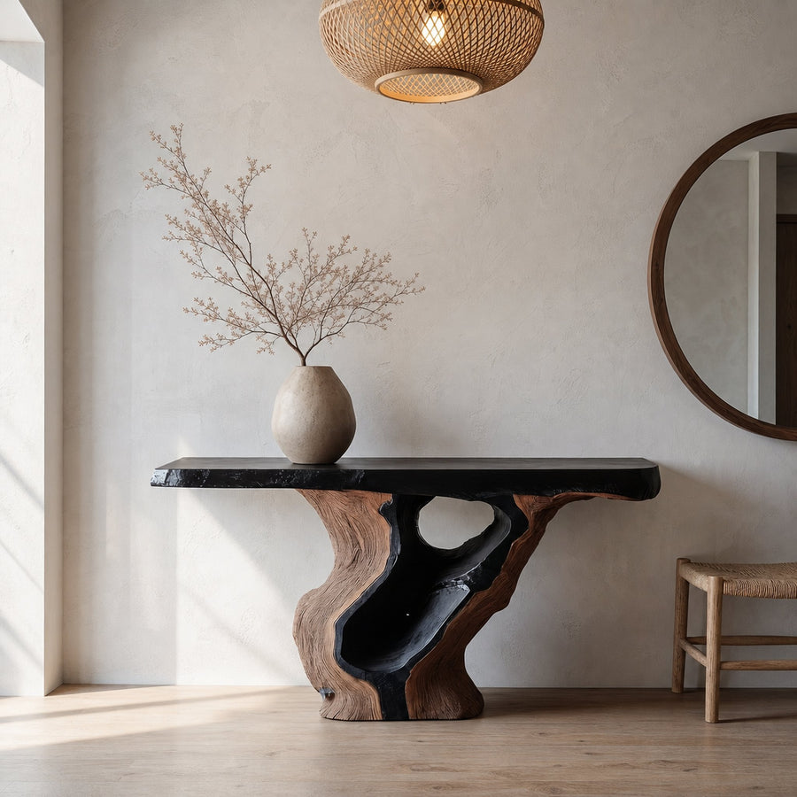 Sculptural Tree Root Console Table For Entryway And Living Room