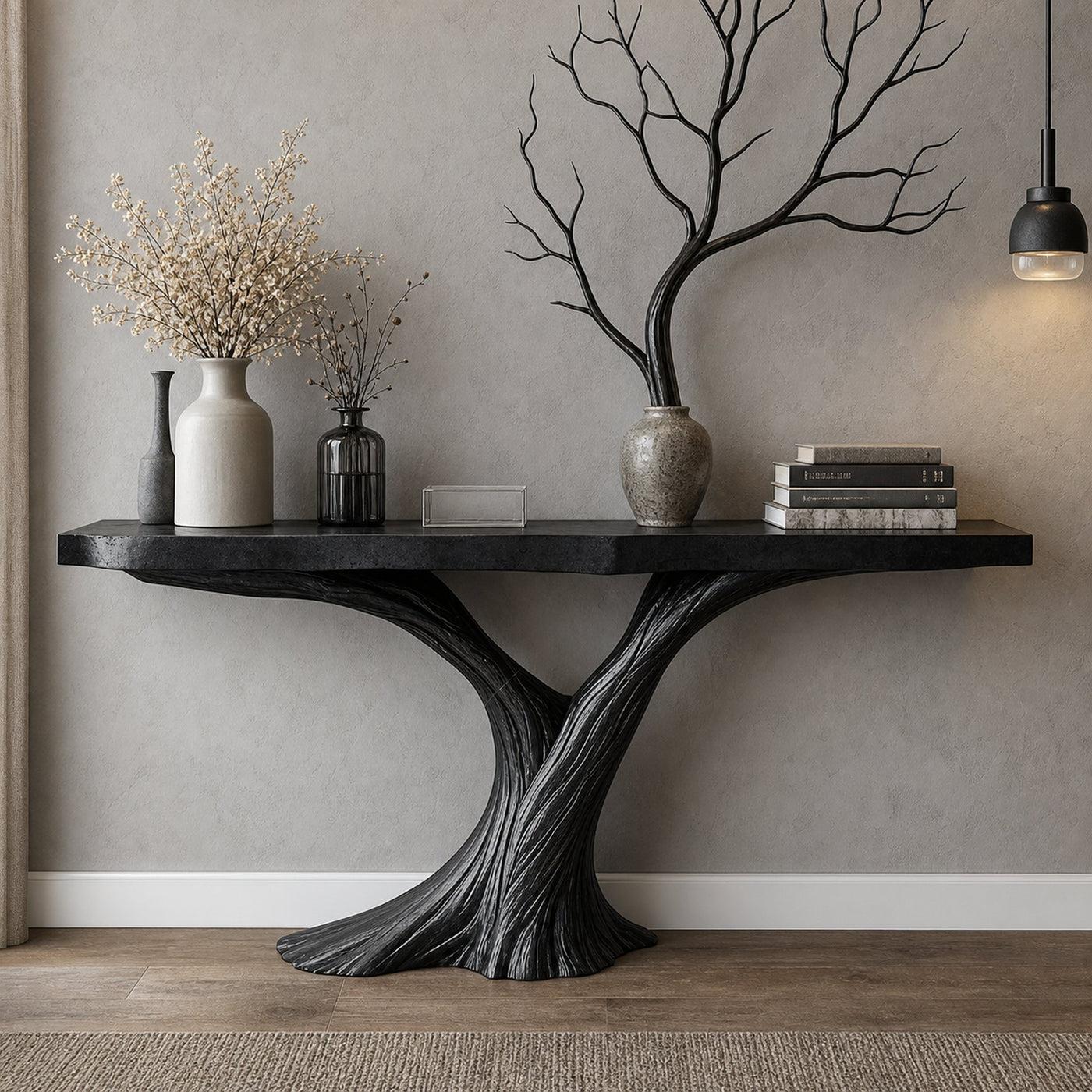 Space Saving Wood Console Table For A Practical Entryway Solution