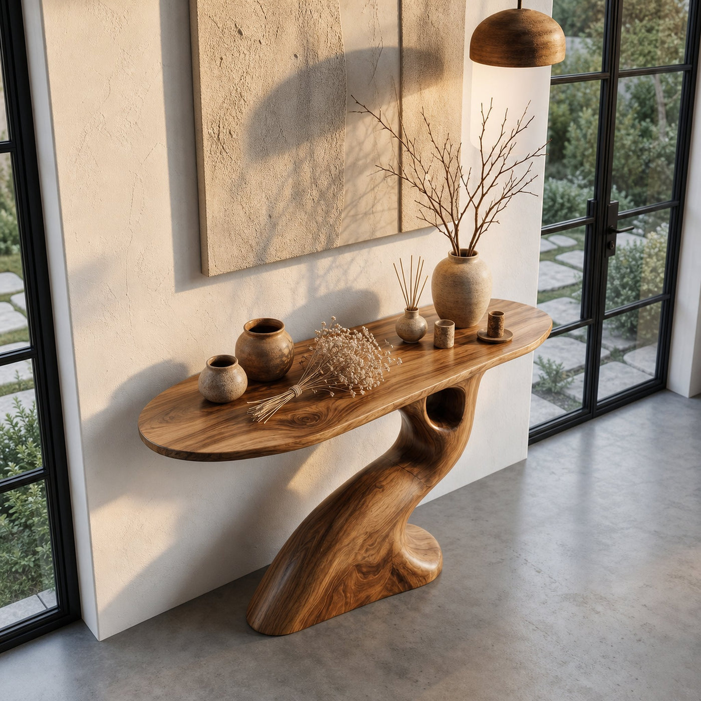 Tree Inspired Console Table With Sculptural Wood Structure For Hallway - product view 3