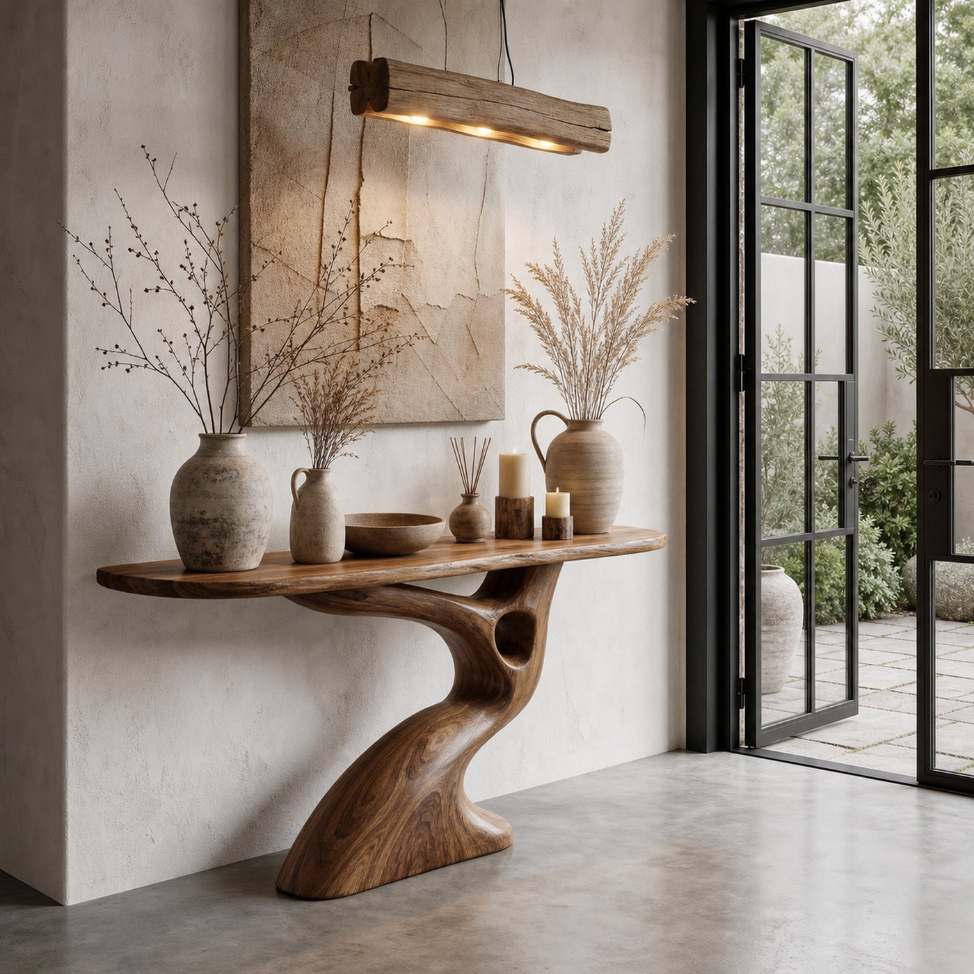Tree Inspired Console Table With Sculptural Wood Structure For Hallway - product view 7