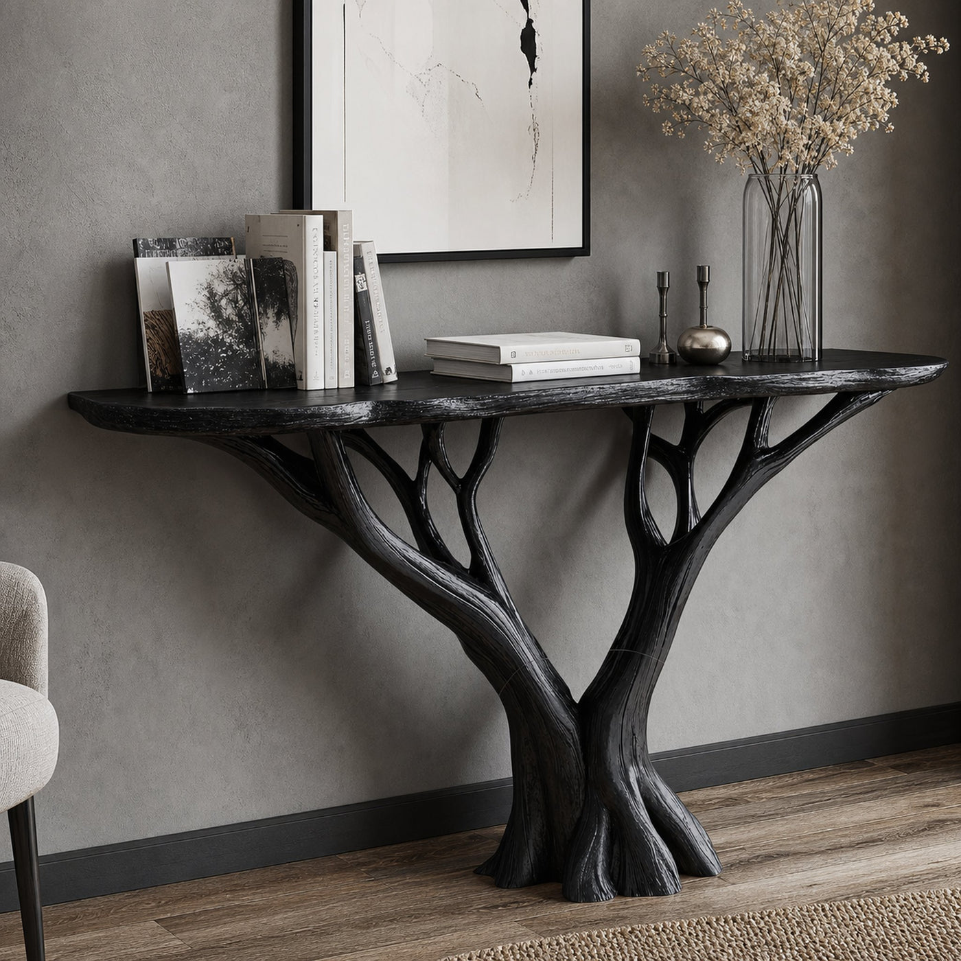 Wood Console Table For Entryway Organization And Home Decor