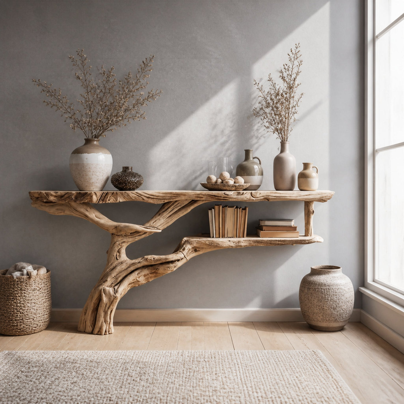 Wood Console Table Hallway Table Farmhouse Decor - product view 2