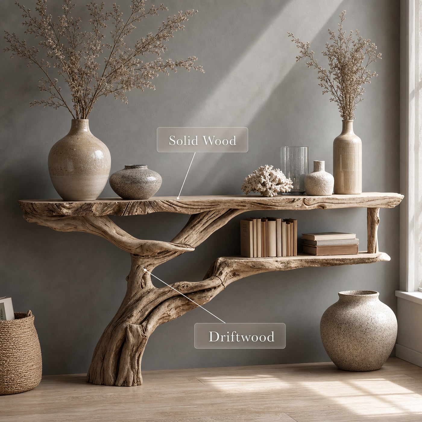 Wood Console Table Hallway Table Farmhouse Decor - product view 4