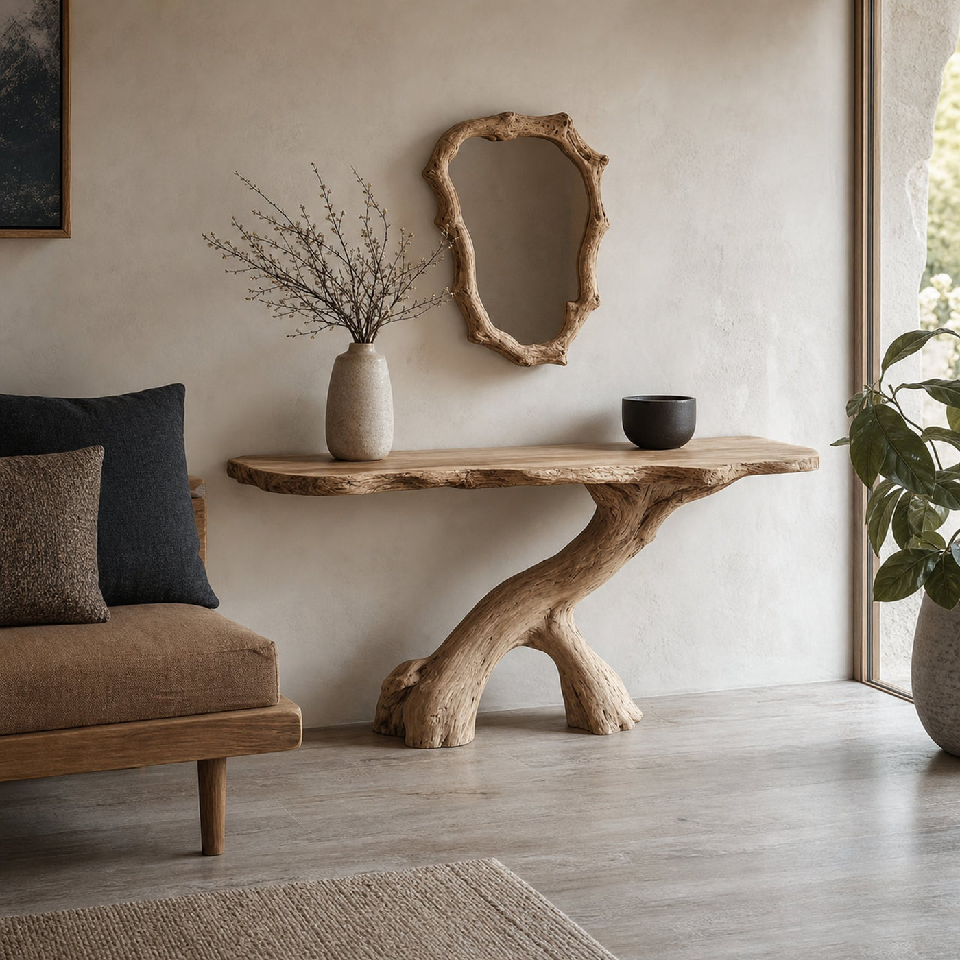 Wood Console Table Rustic Narrow Decor Home Gift - product view 2