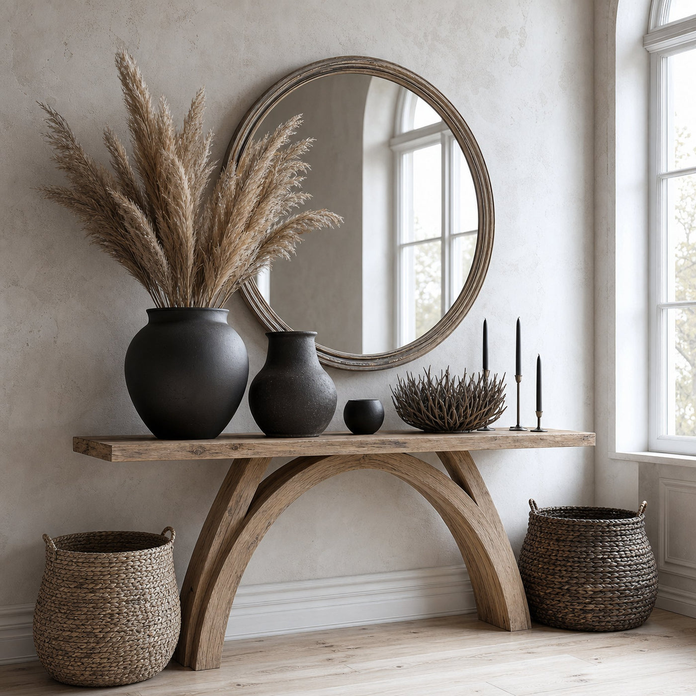 Wood Entryway Side Table Decor