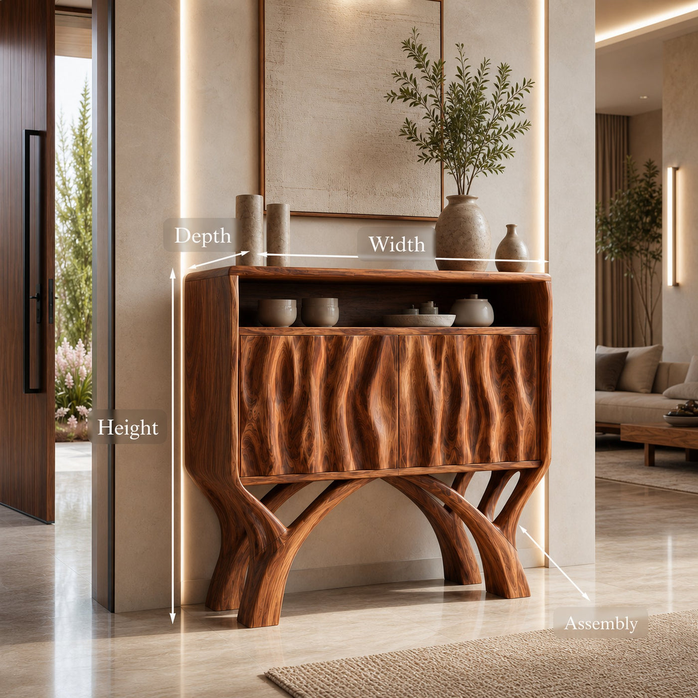 Wooden Console Table With Classic Carved Front For Modern Home - product view 8
