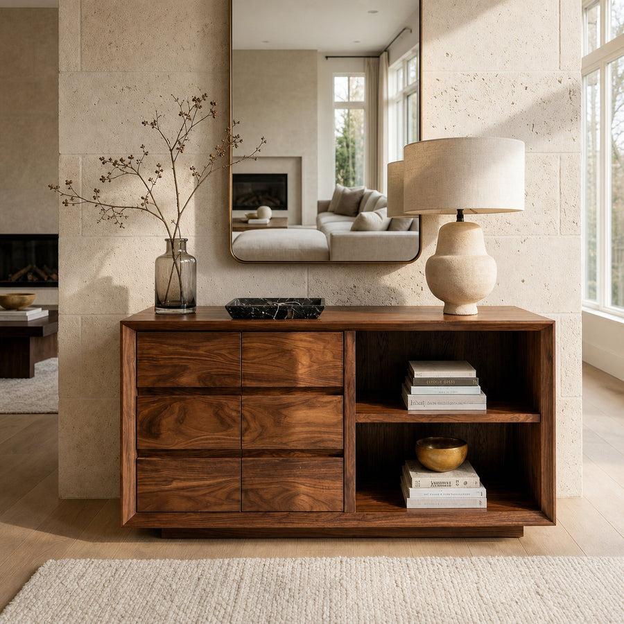 Wooden Console Table With Shelf And Drawer For Modern Home