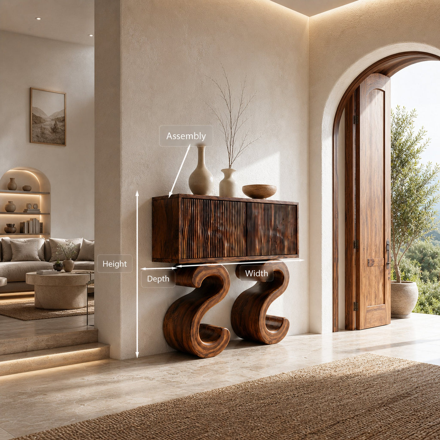 Wooden Console Table With Two S-shaped Base For Home Decor - product view 8