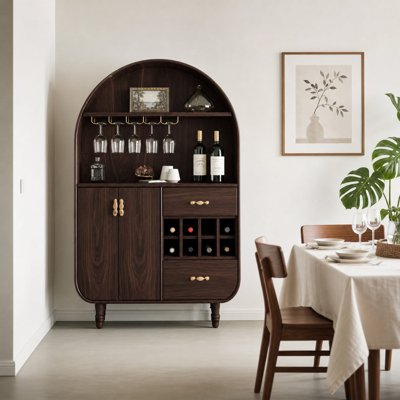 Arched Wine Cabinet With Storage For Dining Room - product view 7
