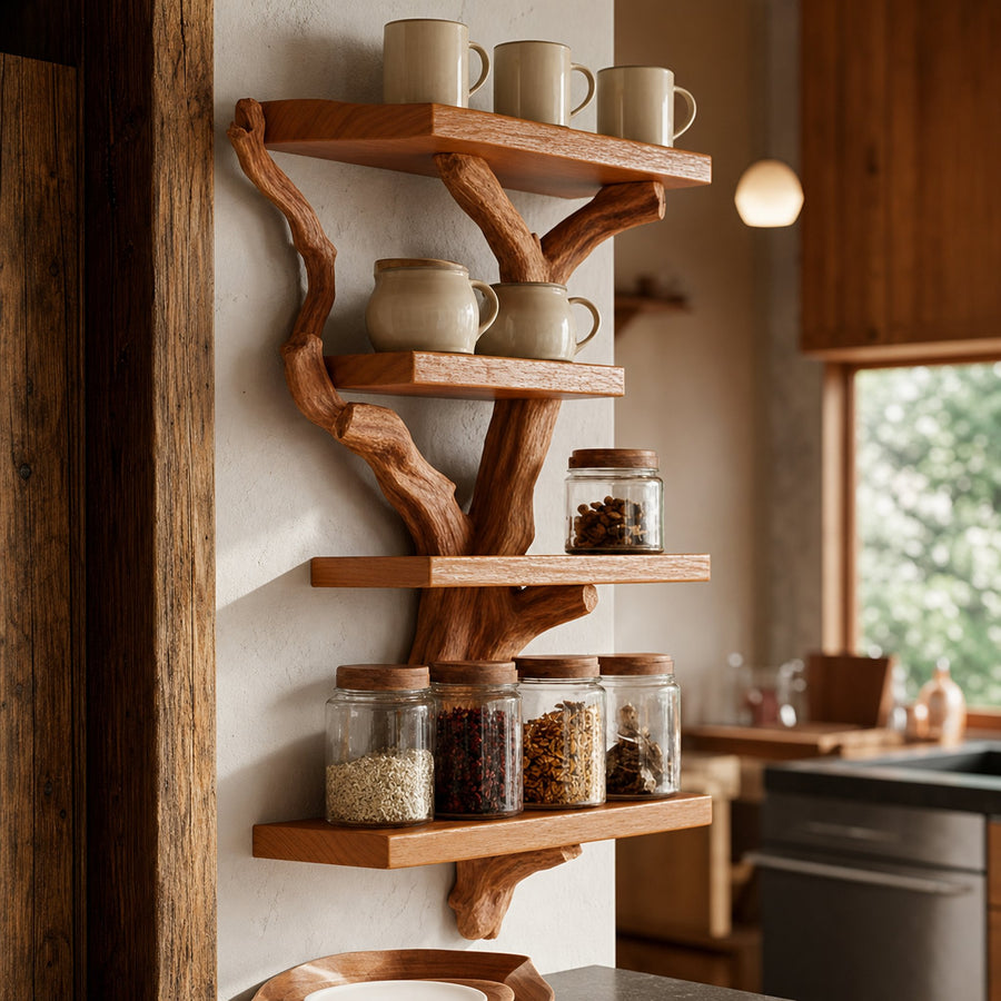 Artistic Branch Kitchen Wall Shelf Kitchen Interior Functional Decor