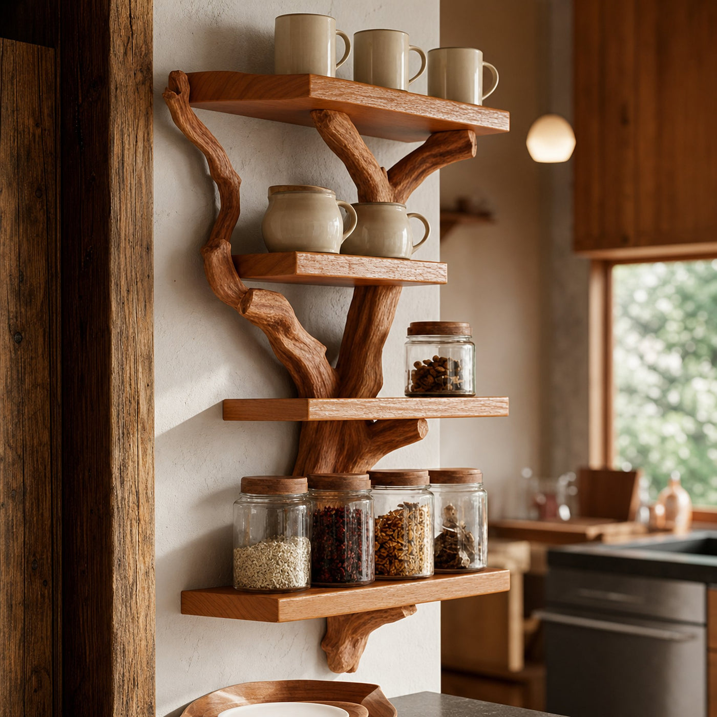 Artistic Branch Kitchen Wall Shelf Kitchen Interior Functional Decor