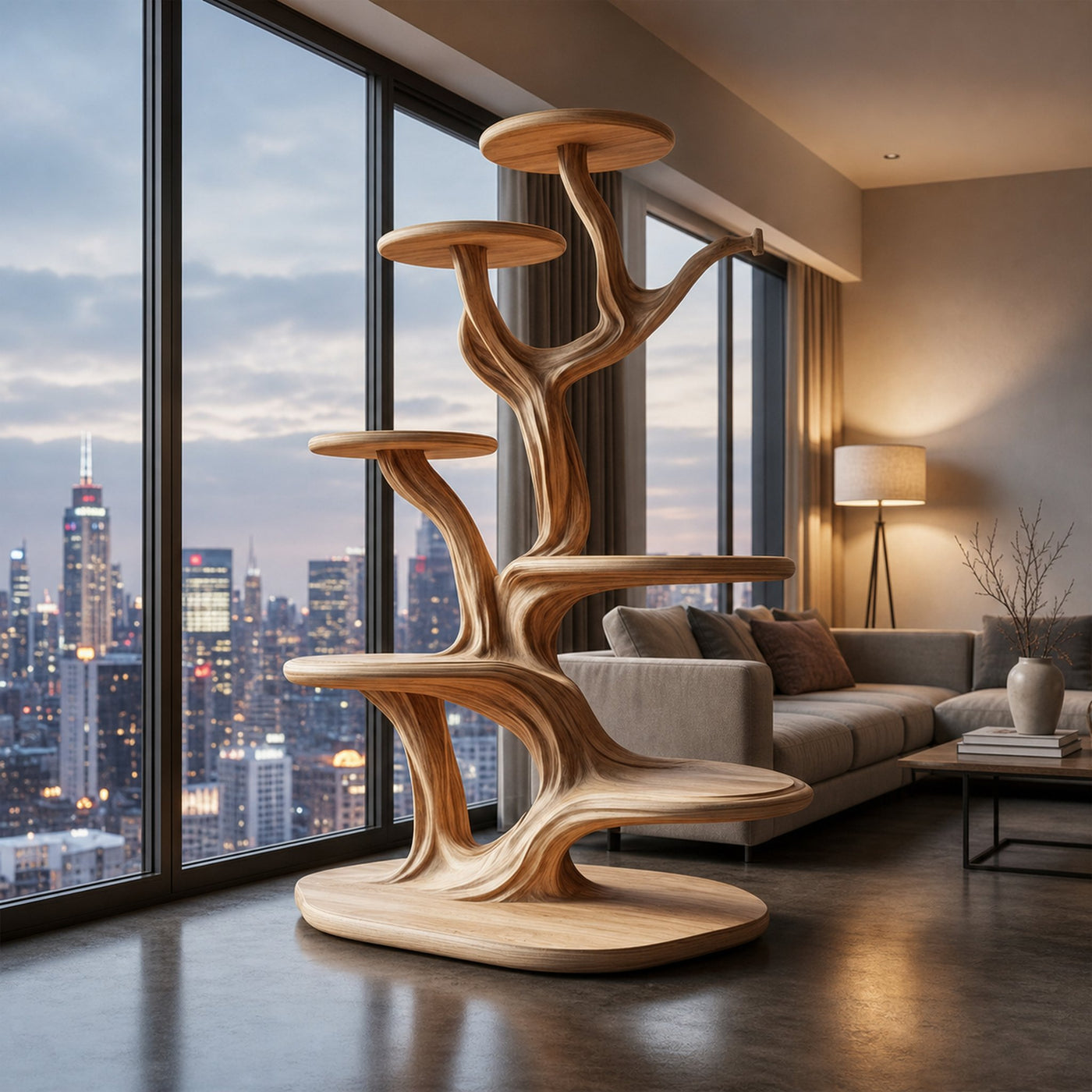 Artistic Cat Tree Organic Multi-Level Climbing Shelf Living Room