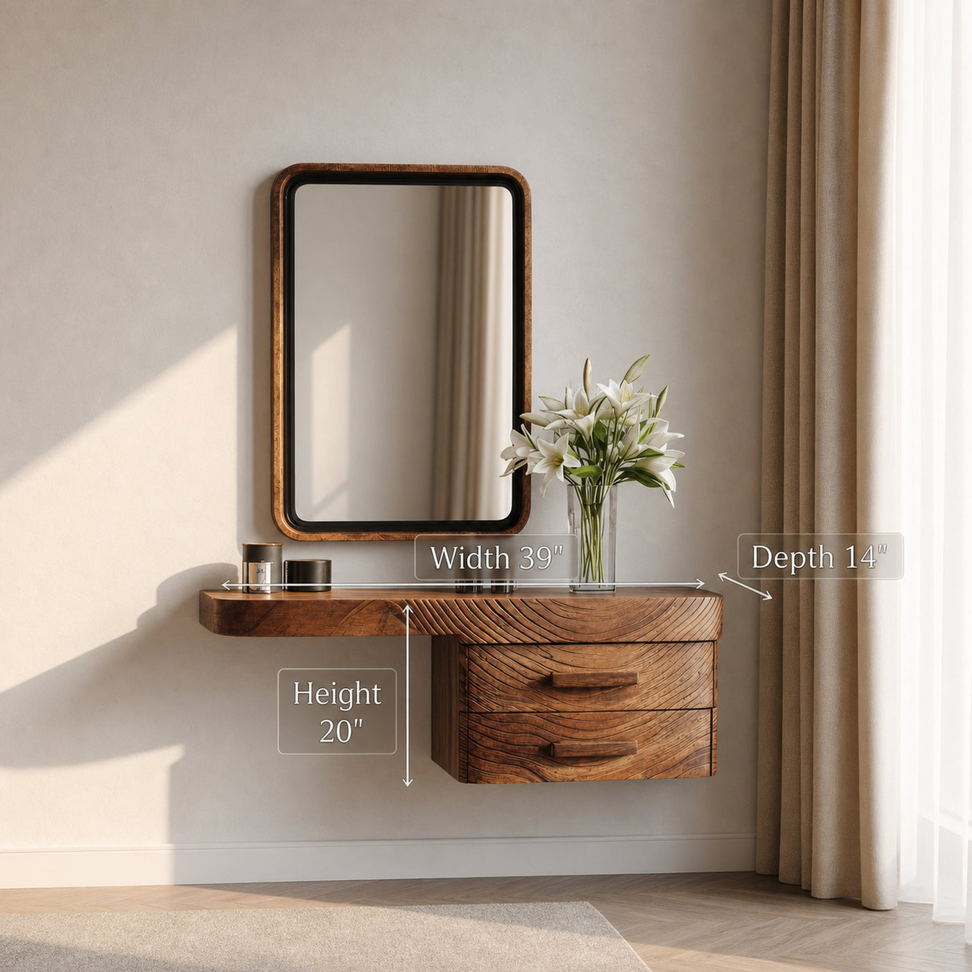Artistic Floating Vanity Table For Bedroom - product view 6