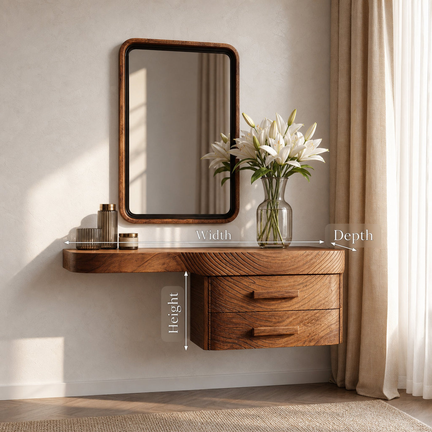 Artistic Floating Vanity Table For Bedroom - product view 7