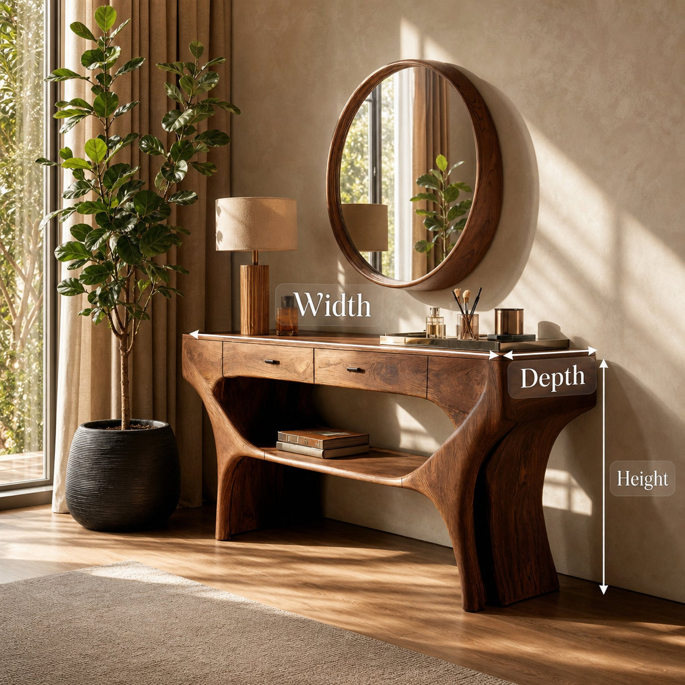 Artistic Handmade Vanity Table With Drawers For Bedroom - product view 8
