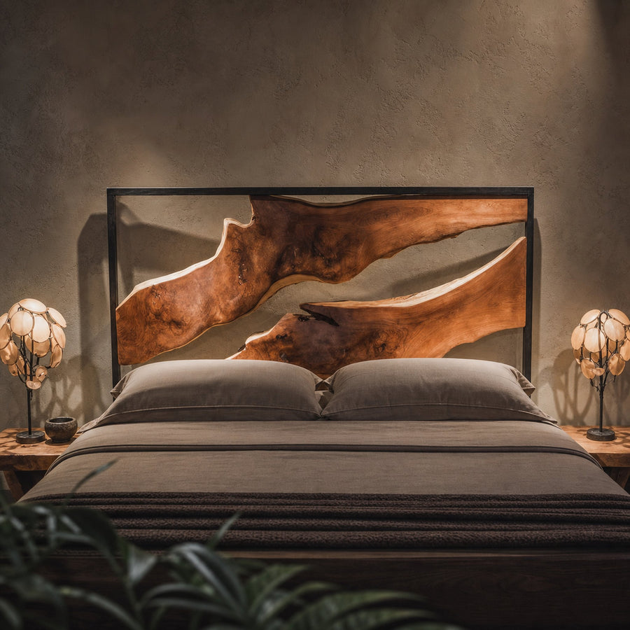 Artistic Live Edge Headboard For Bedroom Centerpiece