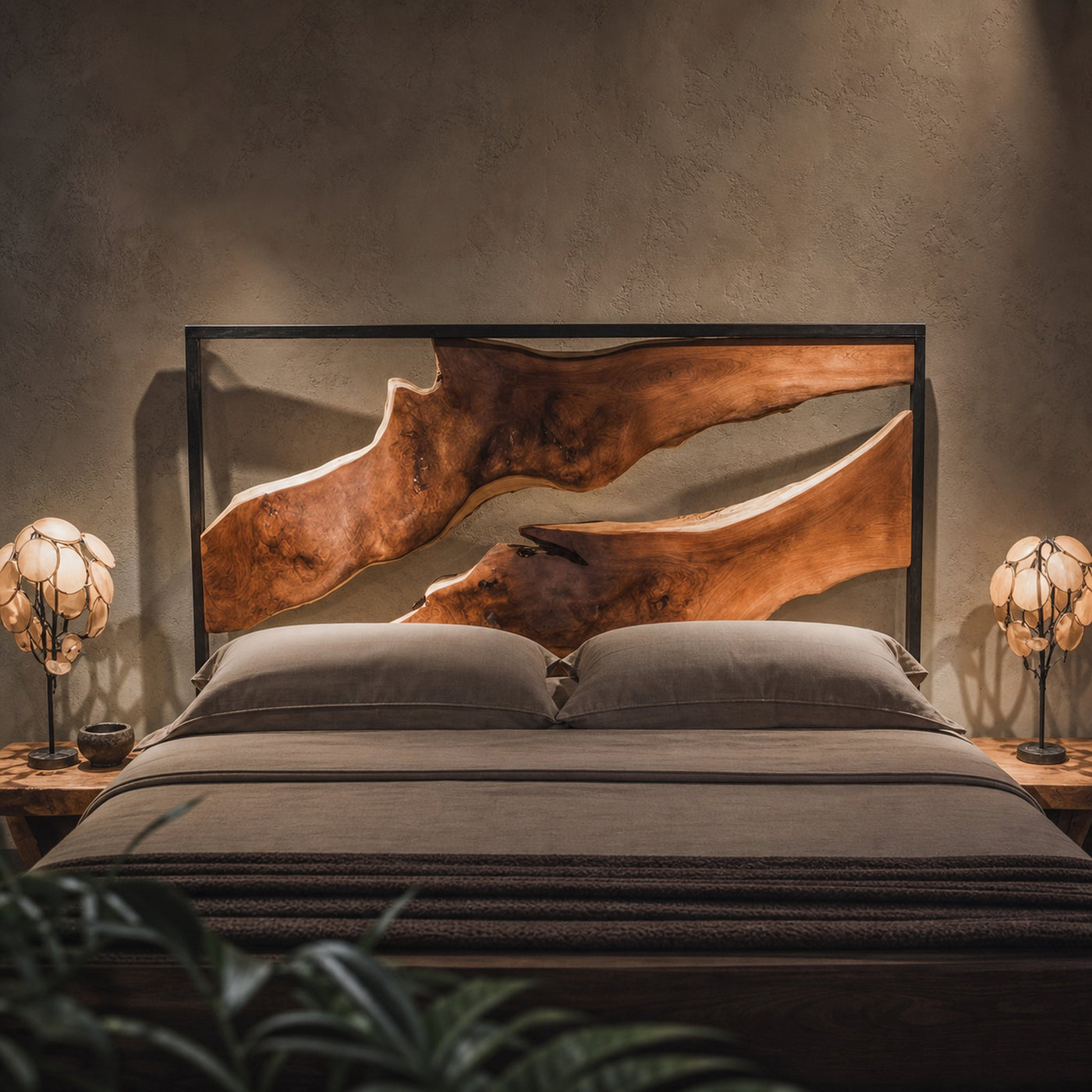 Artistic Live Edge Headboard For Bedroom Centerpiece