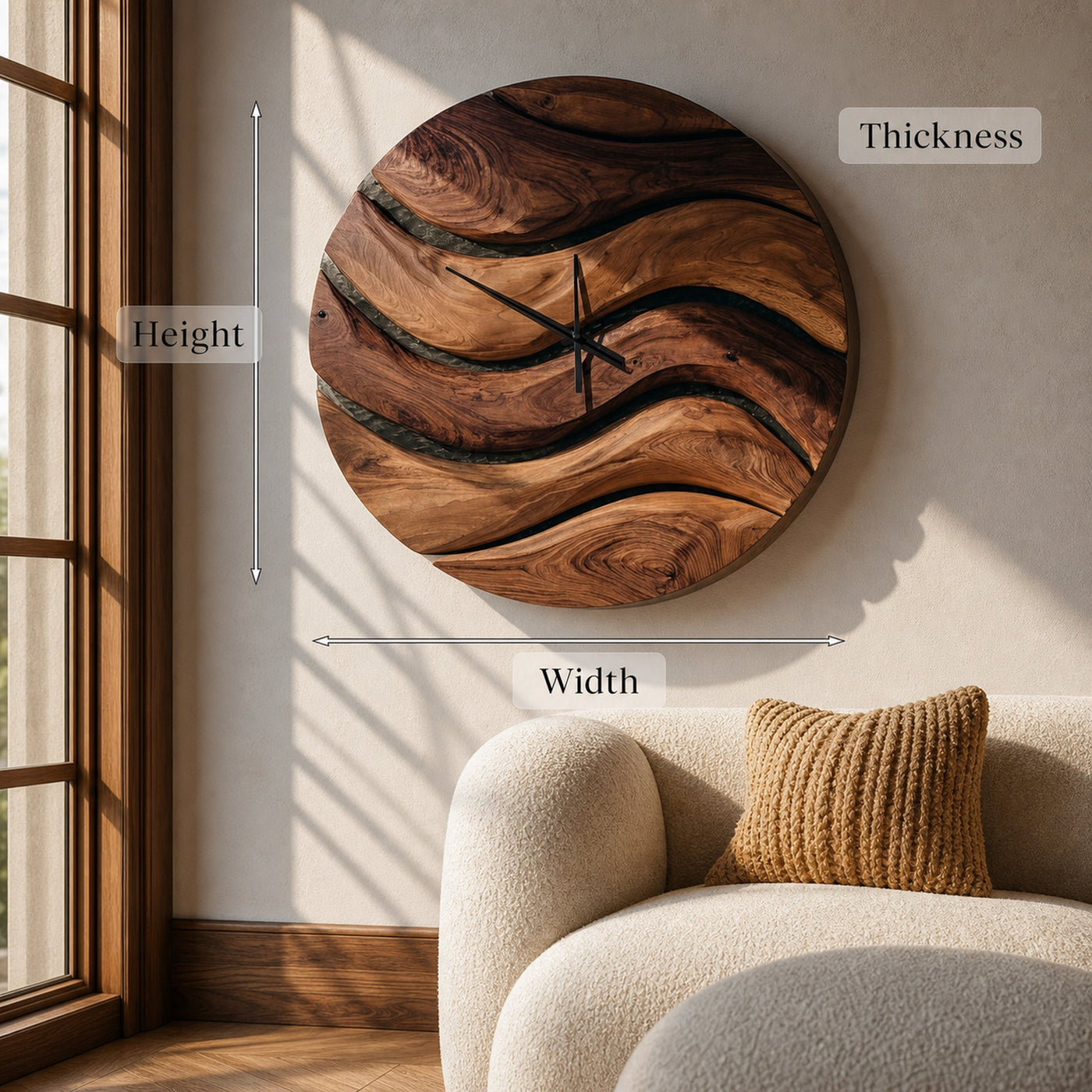 Artistic Minimal Wooden Wall Clock For Living Room Decor - product view 7