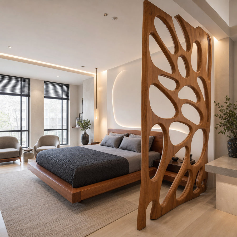 Artistic Room Divider With Sculptural Design For Bedroom Or Living Room