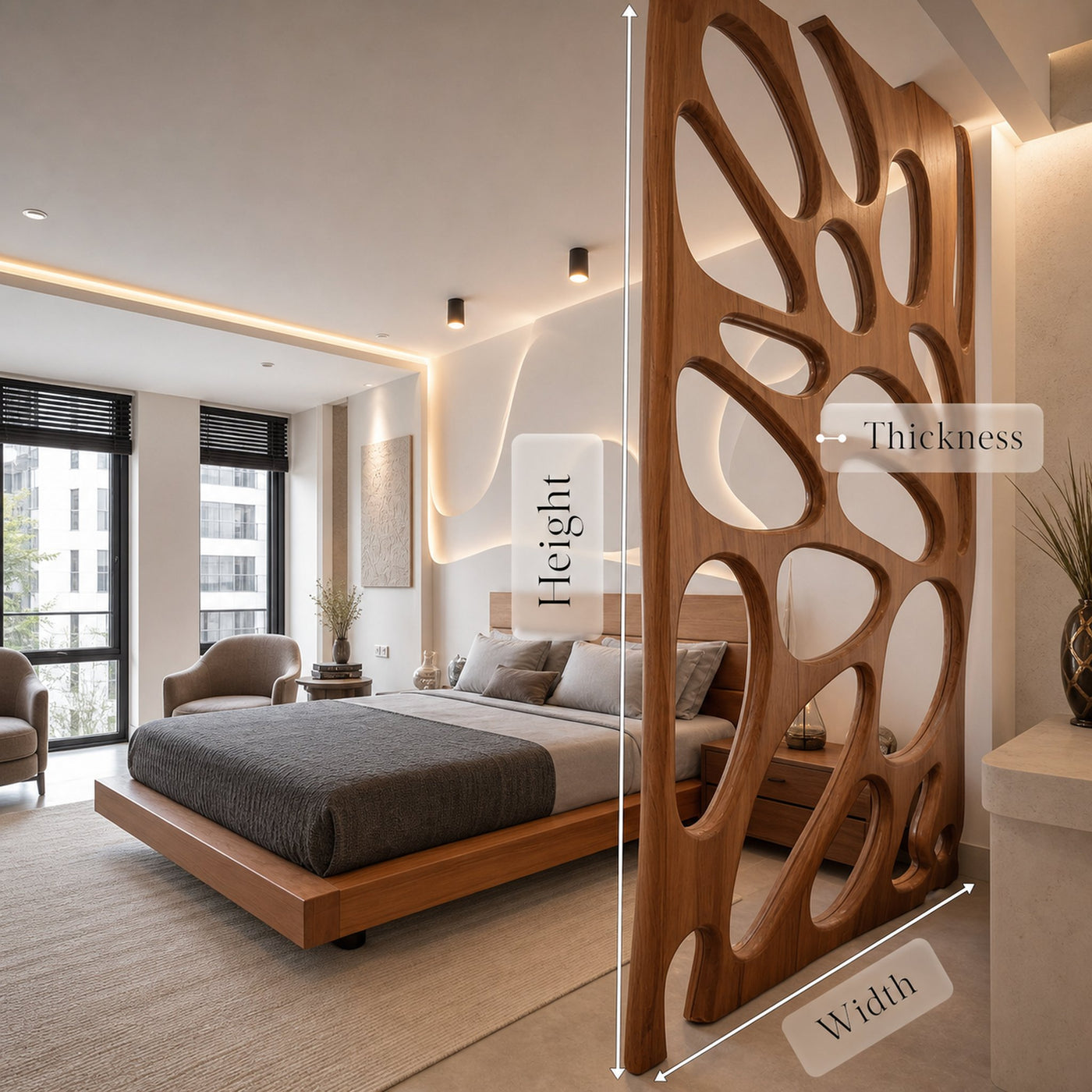 Artistic Room Divider With Sculptural Design For Bedroom Or Living Room - product view 6