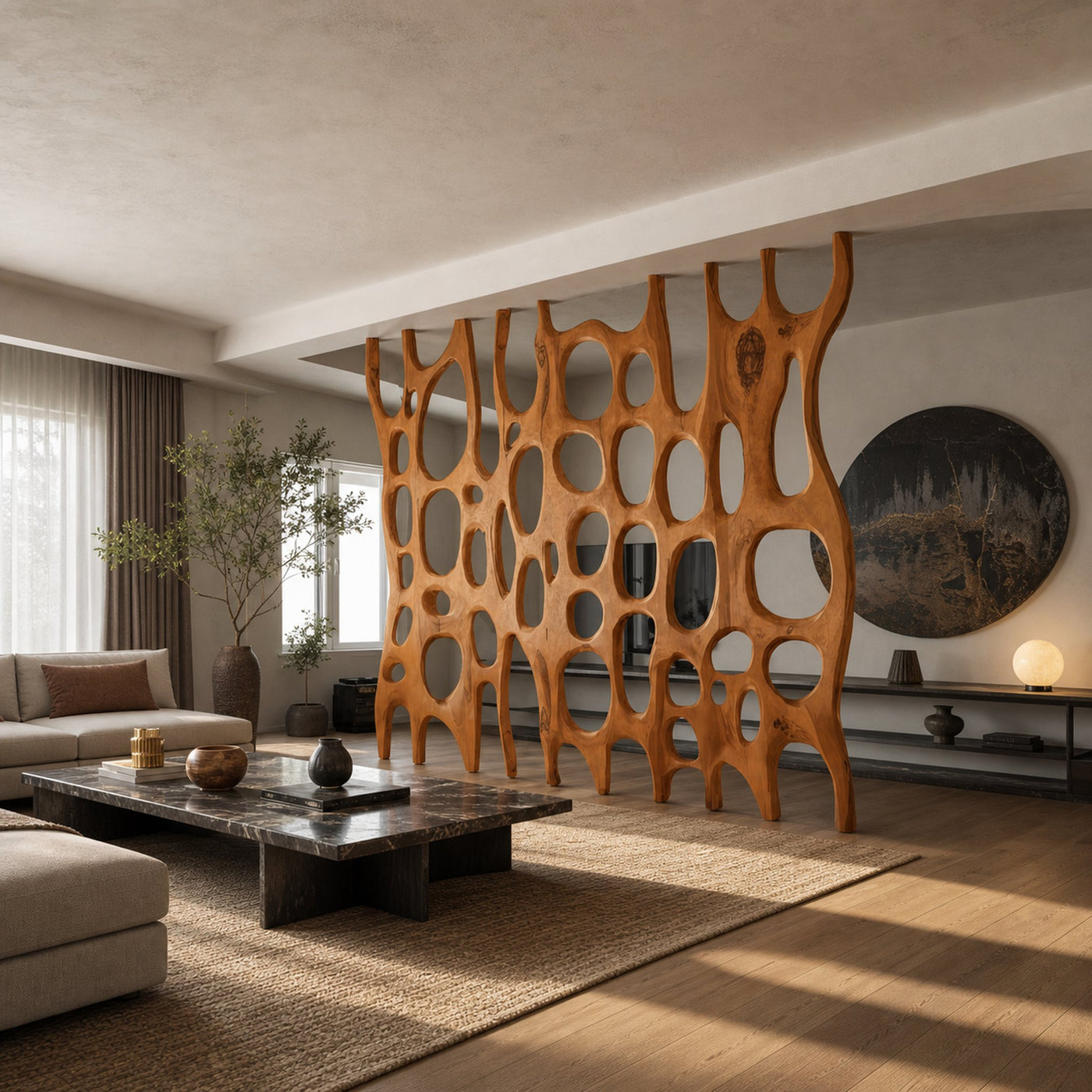 Artistic Sculptural Wood Room Divider For Living Room And Office - product view 6
