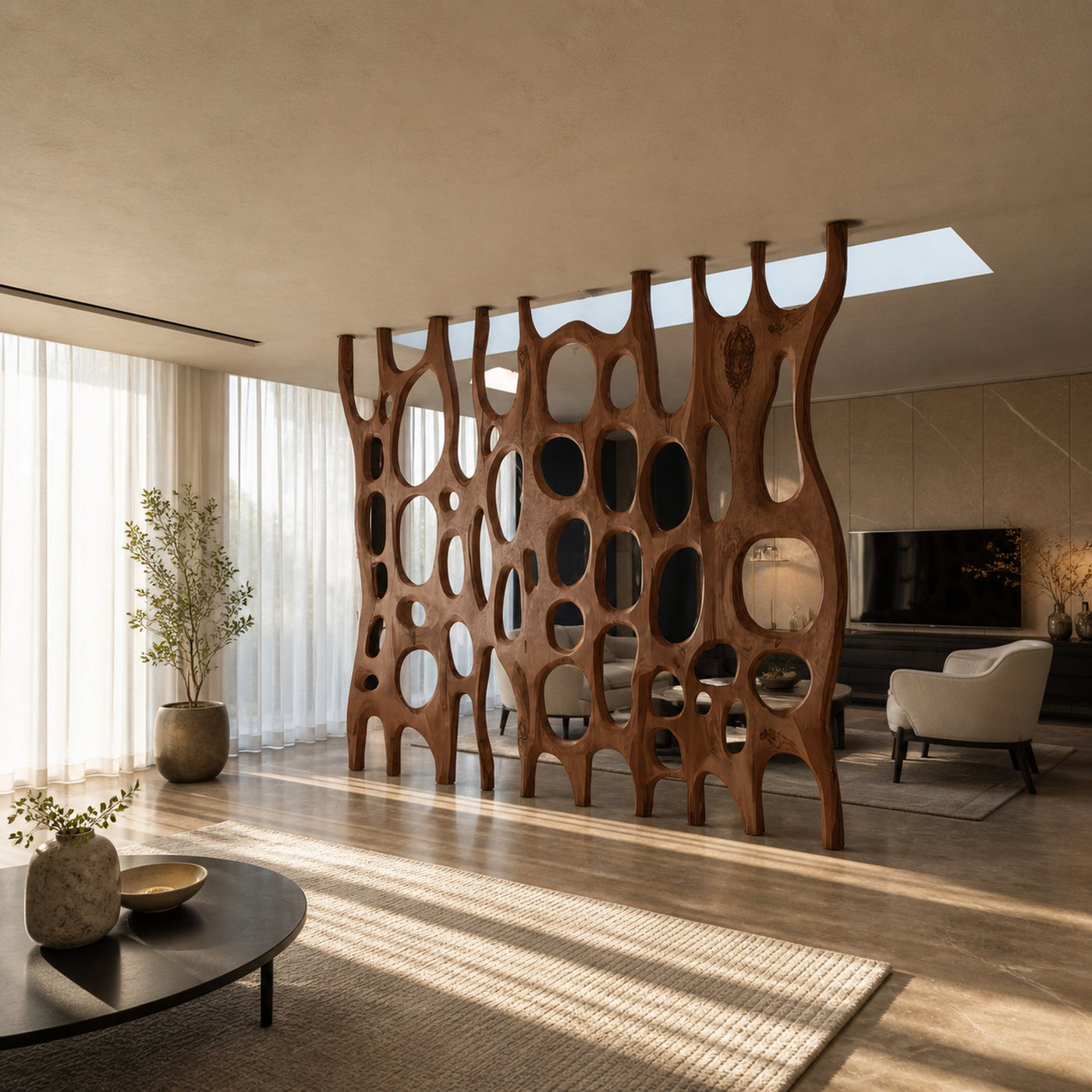 Artistic Sculptural Wood Room Divider For Living Room And Office - product view 7