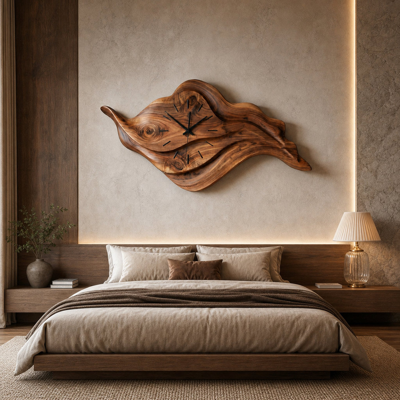 Artistic Sculptural Wooden Clock For Modern Home Office - product view 6