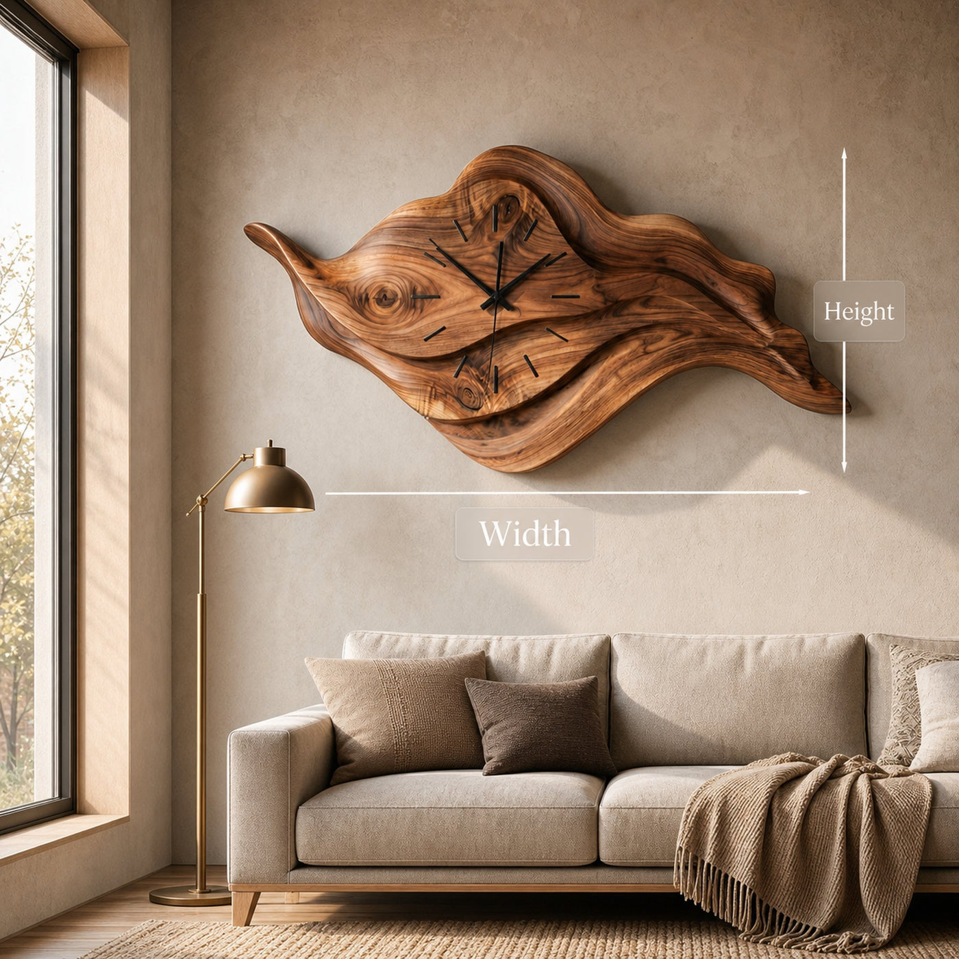 Artistic Sculptural Wooden Clock For Modern Home Office - product view 8