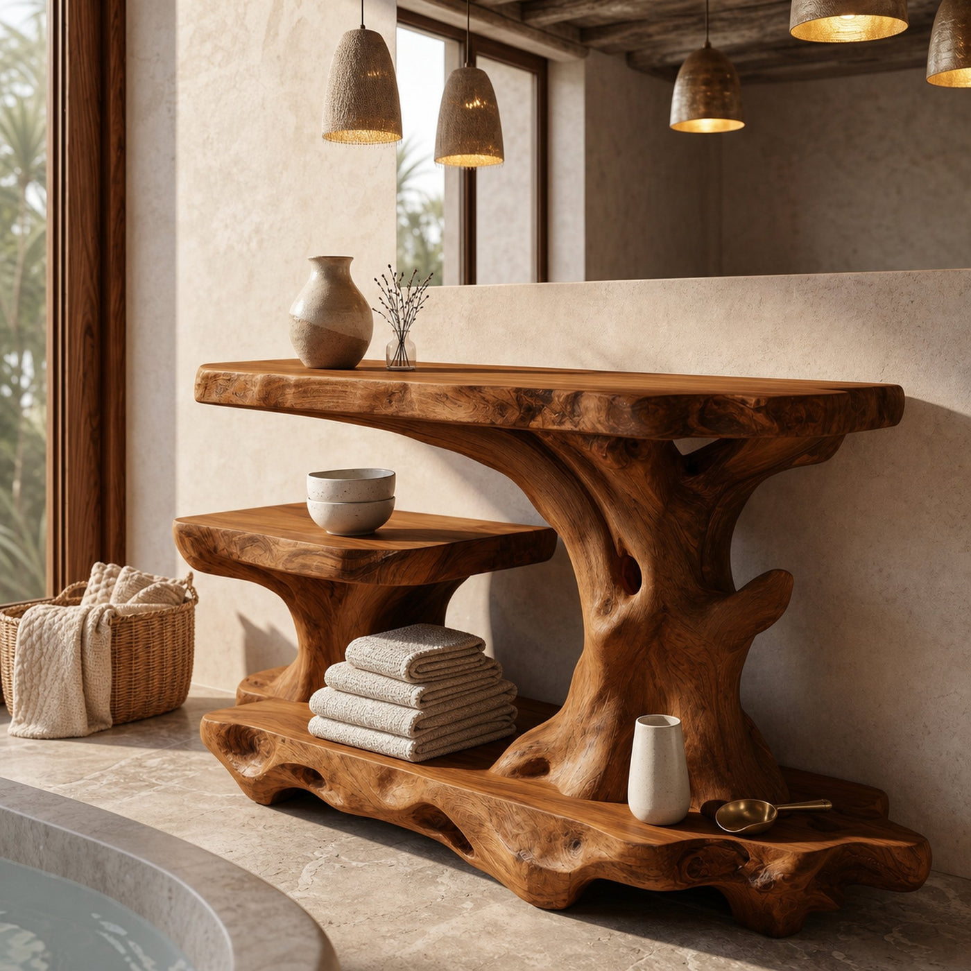 Artistic Tree Shelf With Multi Level Bathroom Storage - product view 6