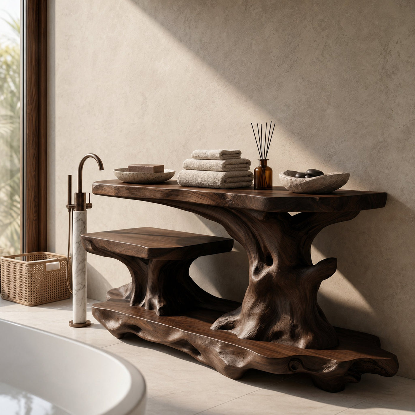 Artistic Tree Shelf With Multi Level Bathroom Storage - product view 7