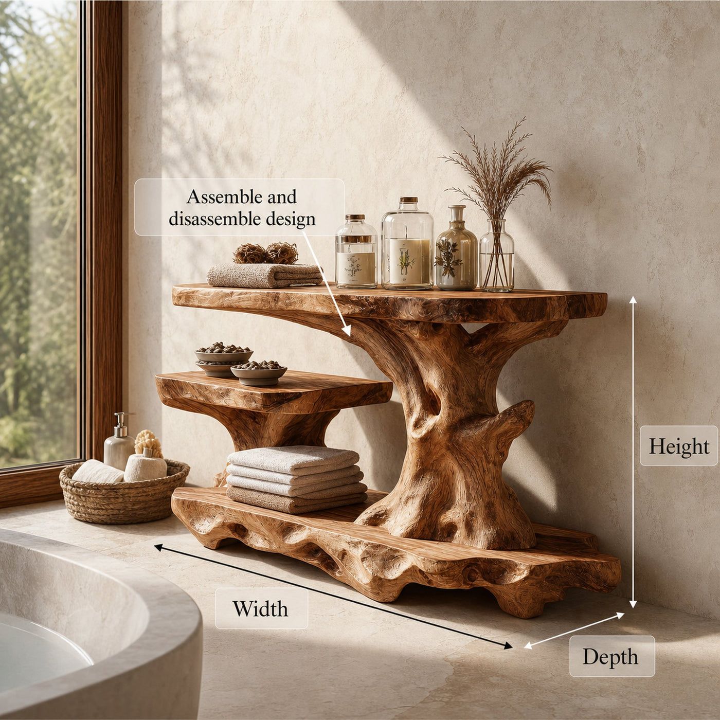 Artistic Tree Shelf With Multi Level Bathroom Storage - product view 8