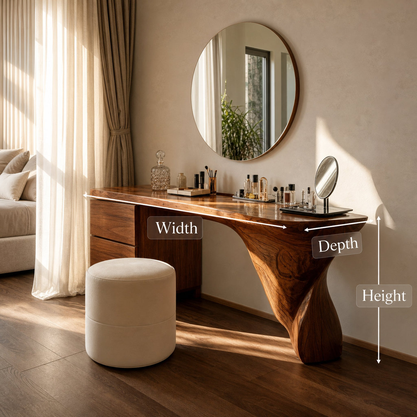 Artistic Vanity Table With Sculptural Leg For Bedroom - product view 6