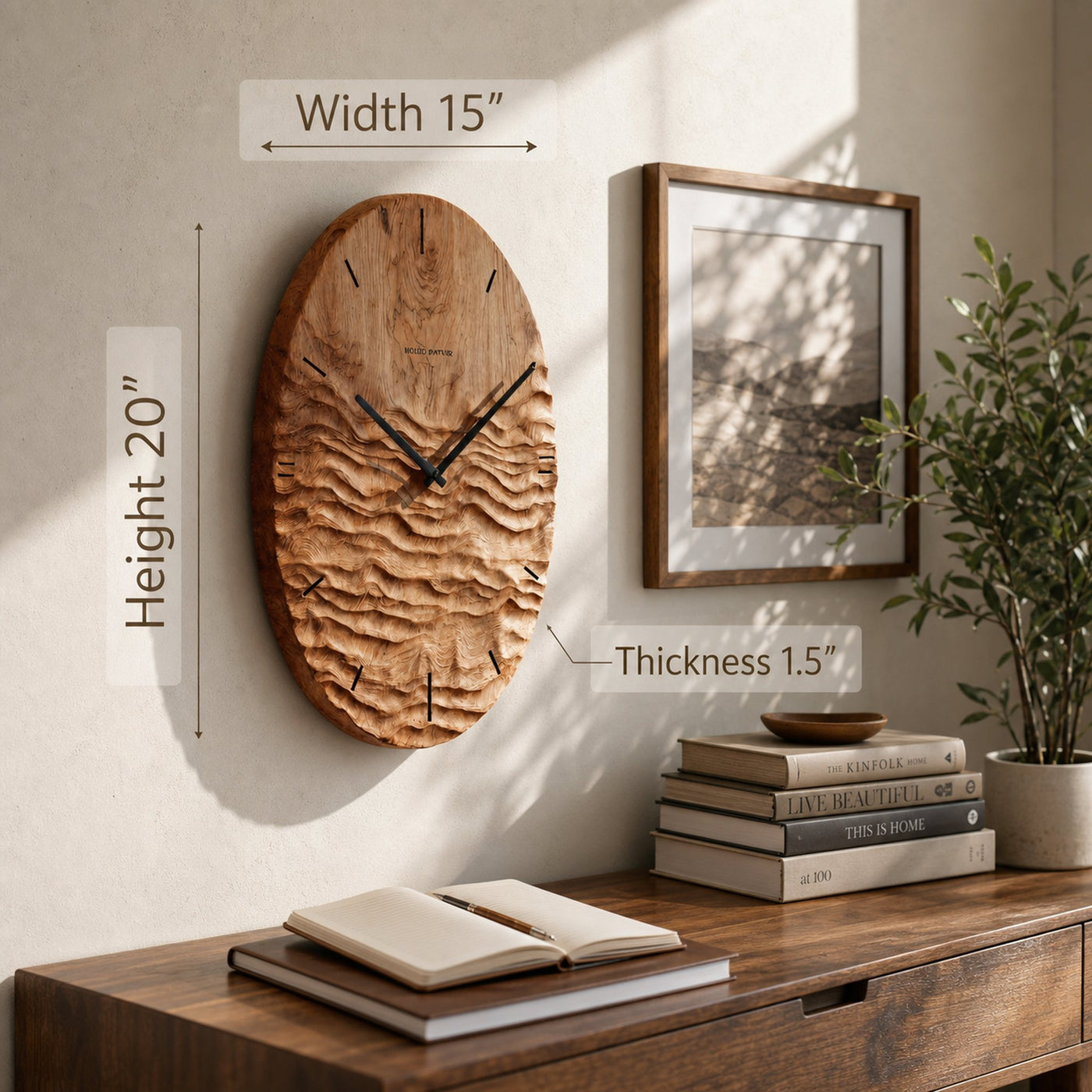 Artistic Wall Clock With Carved Oval Design For Office - product view 6