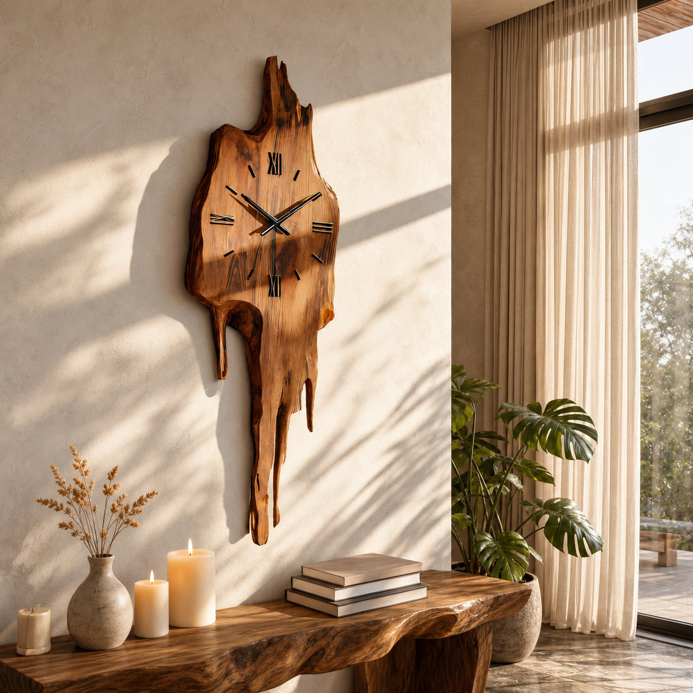Artistic Wall Clock With Floating Edge For Living Room