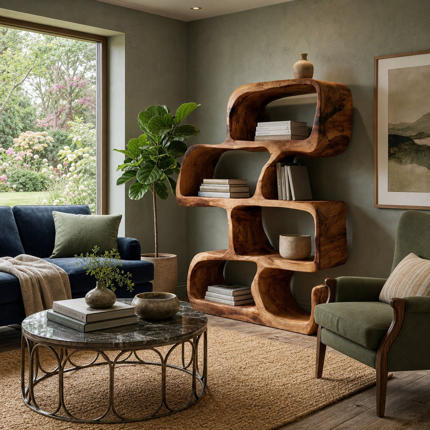 Artistic Wooden Standing Shelf For Modern Home - product view 6