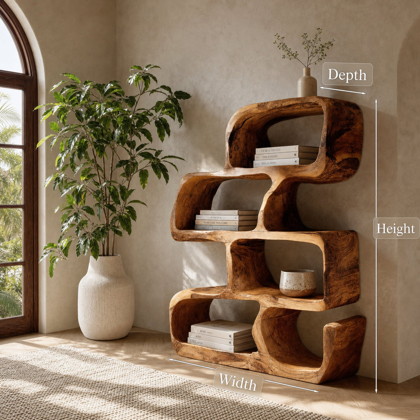 Artistic Wooden Standing Shelf For Modern Home - product view 8